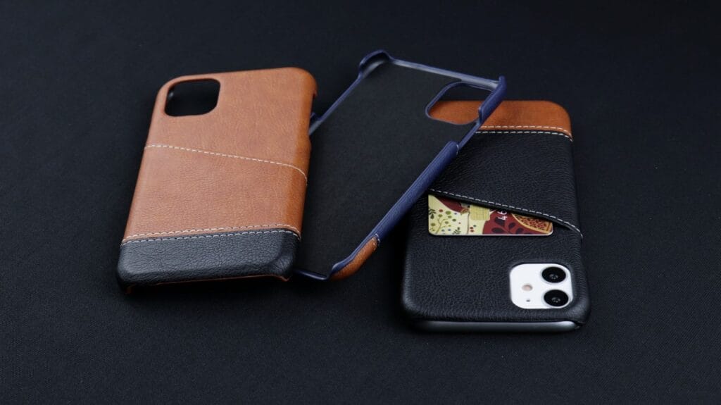 husă iPhone piele cu buzunar pentru card bancar