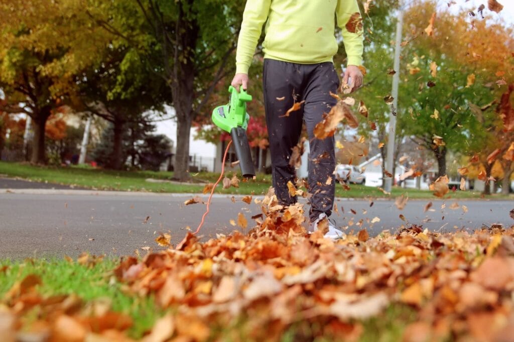utilizare corectă a suflantei electrice de frunze pentru curățenie în grădină