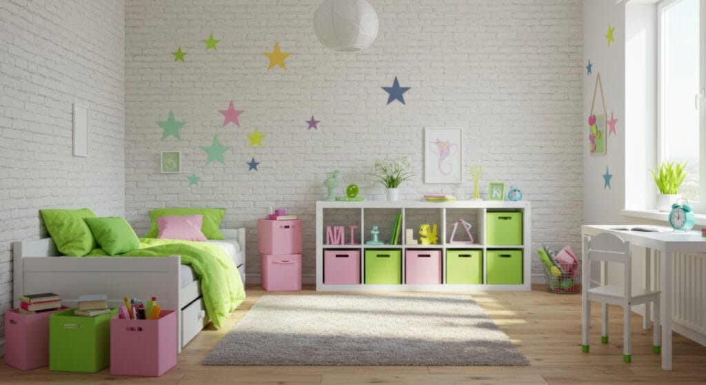 camera copil decor stickere stea pastel colorate perete design modern inspirație tematică vârstă